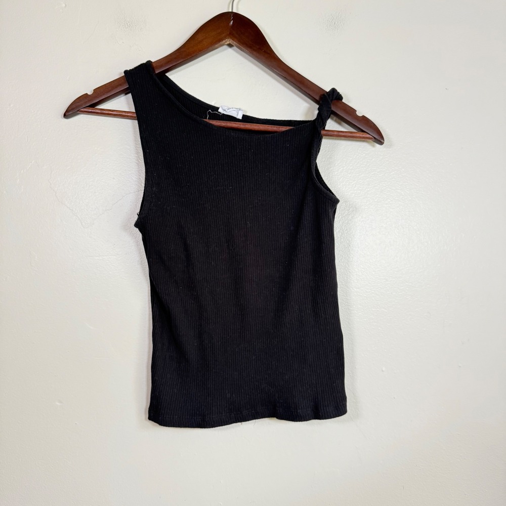 Cotton On Twisted One Shoulder Ribbed Tank Top Size Medium Black